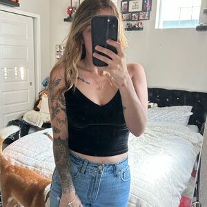Brandy Melville Black Crushed Velvet Tank Top – One Size
